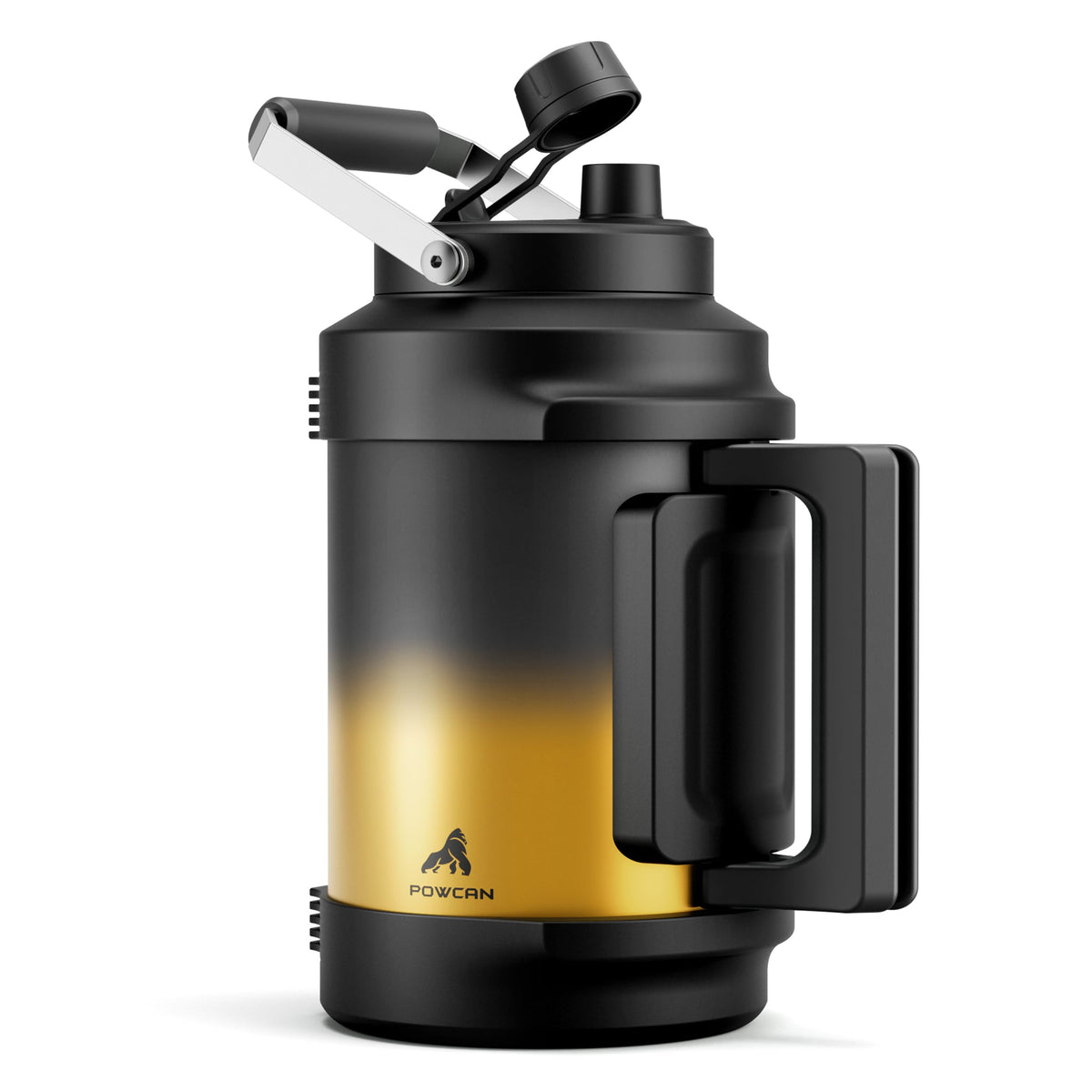 64 oz Insulated Water Bottle for Gym: 2-in-1 Straw Spout Lid, Dual Handle, Leakproof, Keep Cold 48H, Half Gallon Stainless Steel Water Jug for Travel, Hiking, Cycling, Park, Workout, Picnic (Midnight)