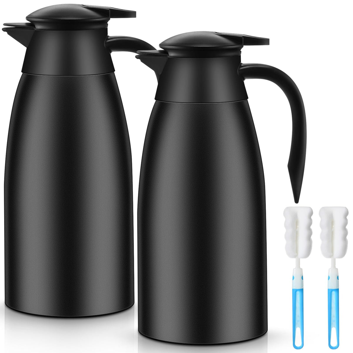 Norme 2 Pcs Thermal Coffee Carafe Creamer, Silver, 68 oz