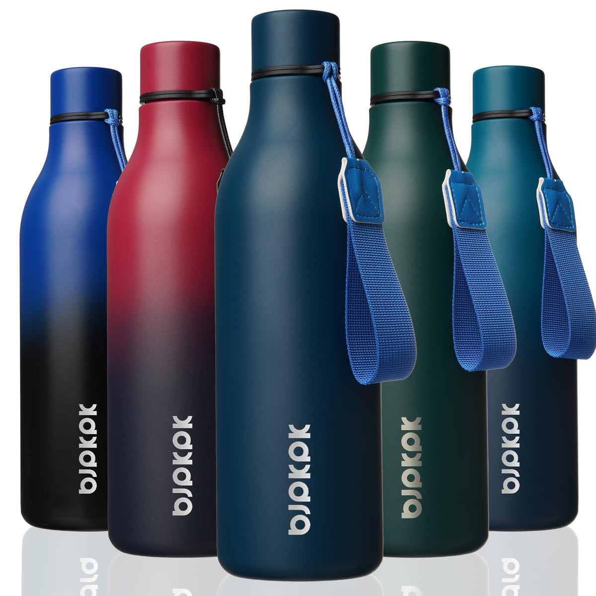 BJPKPK 18oz Insulated Water Bottle, Stainless Steel Bottle with Carry Strap
