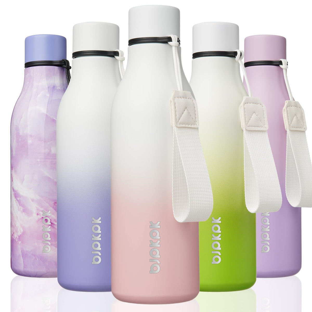 BJPKPK 18oz Insulated Water Bottle, Stainless Steel Bottle with Carry Strap