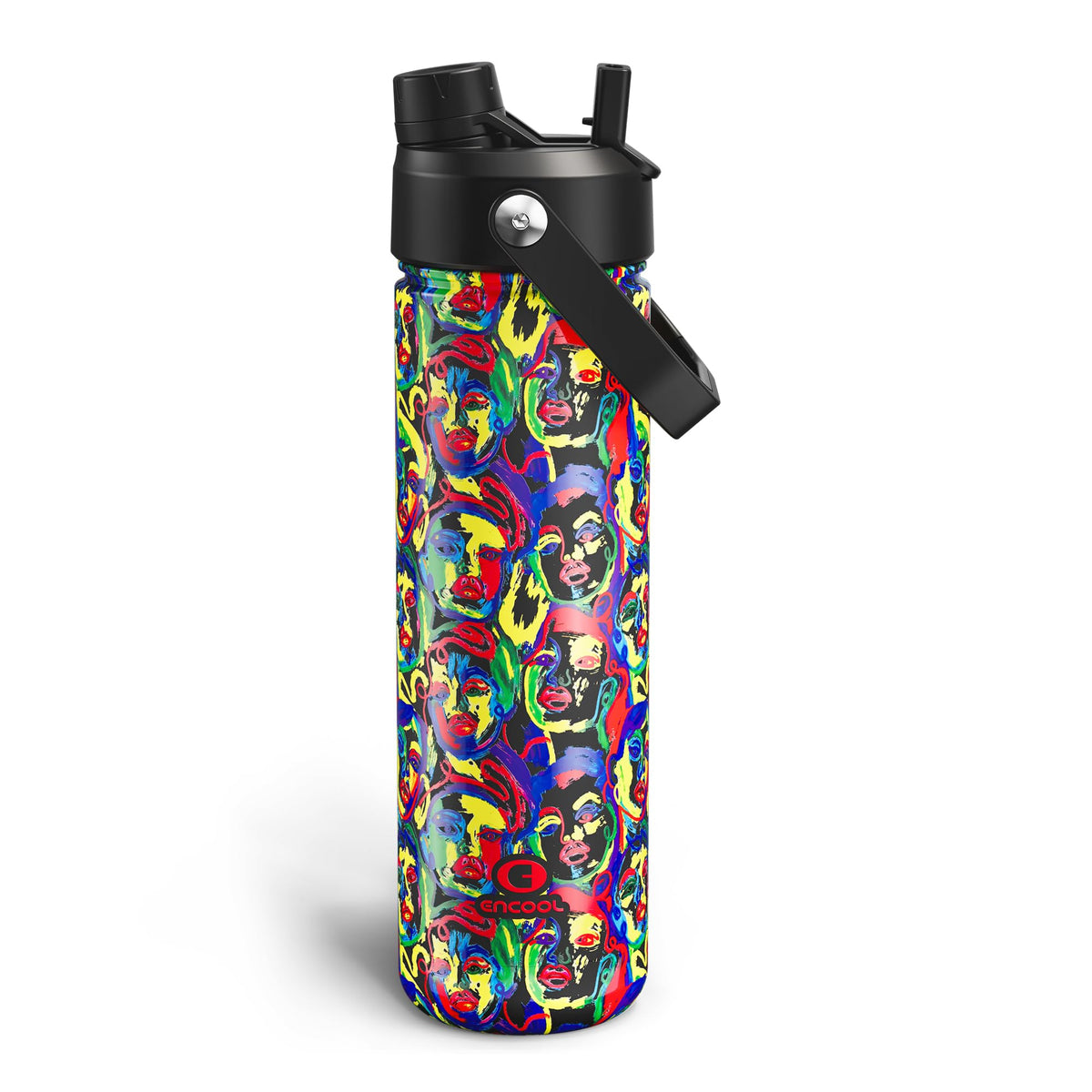 ENCOOL Insulated Water Bottle with Straw Stainless Steel Water Bottle, Leak-Proof, BPA-Free, Double Wall Vacuum Keeps Cold for 24 Hours for Sports, Travel, School (26 oz, Black Night)