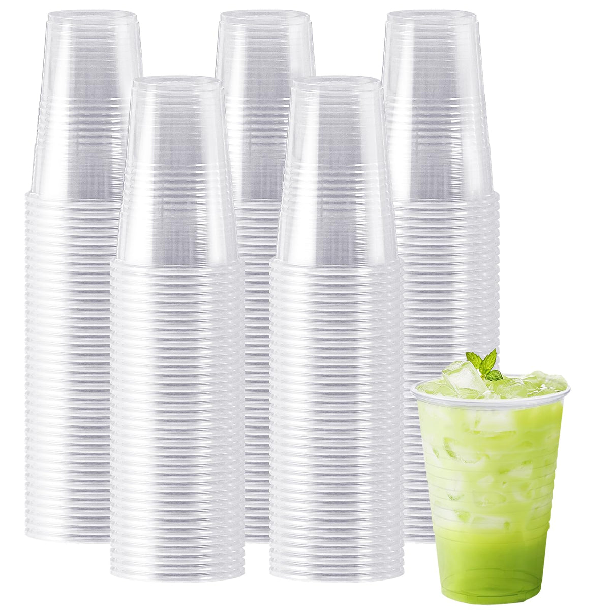 SIUQ 600 Pack 9 oz Plastic Cups, Clear Disposable Plastic Water Cups Bulk