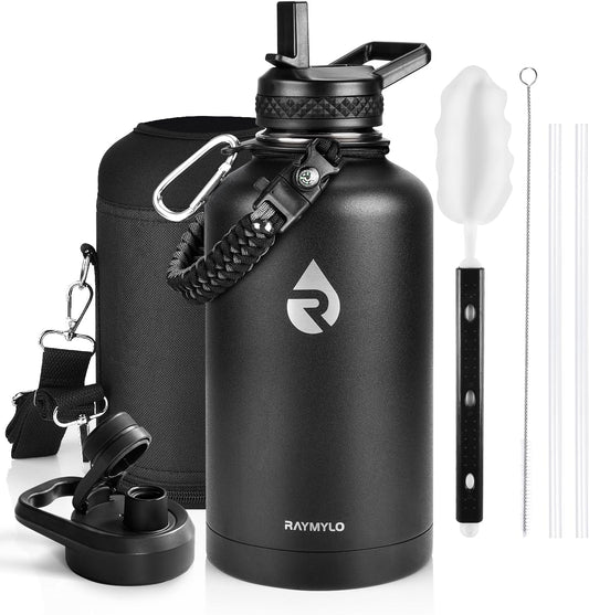 RAYMYLO Insulated Water Bottle 64 oz, Triple Wall Vacuum Stainless Steel