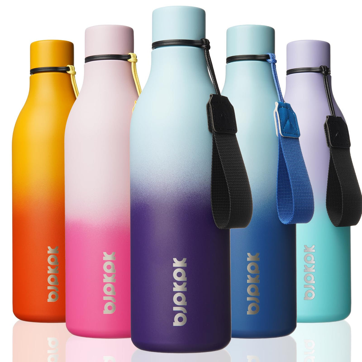 BJPKPK 18oz Insulated Water Bottle, Stainless Steel Bottle with Carry Strap
