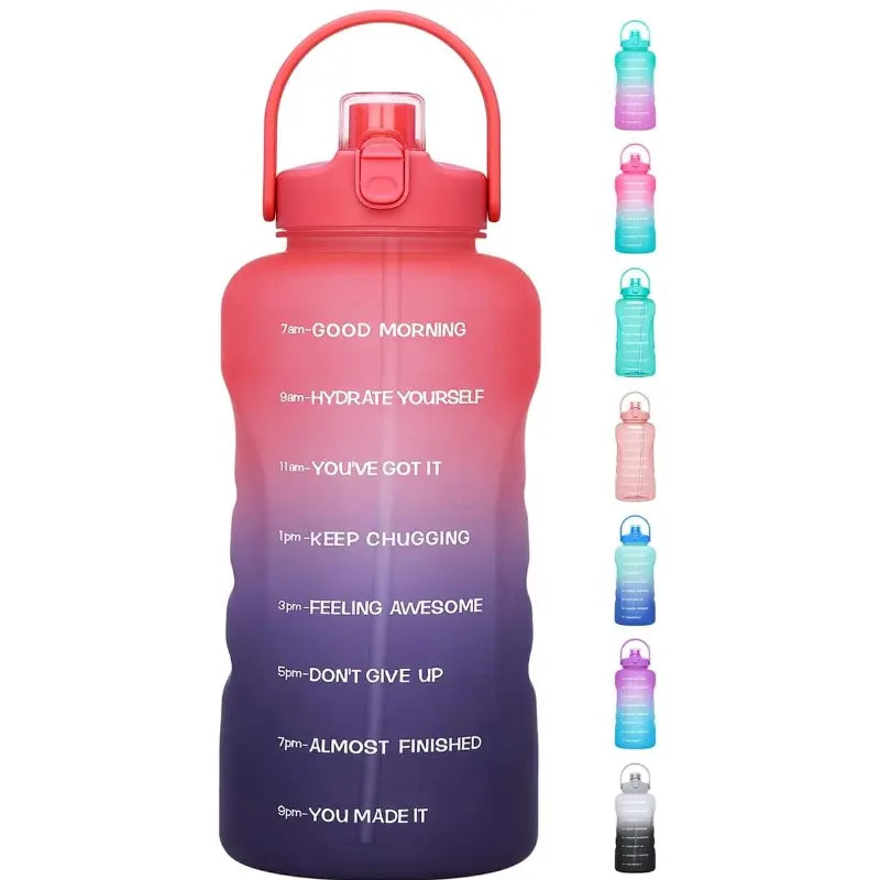 HydroPal Leakproof Water Bottle - 1-Gallon/128oz/3.8L BPA-Free Unisex Portable Reusable Washable Gym Drinkware with 2-IN-1 Lid, Straw & Motivational Times to Drink Markings