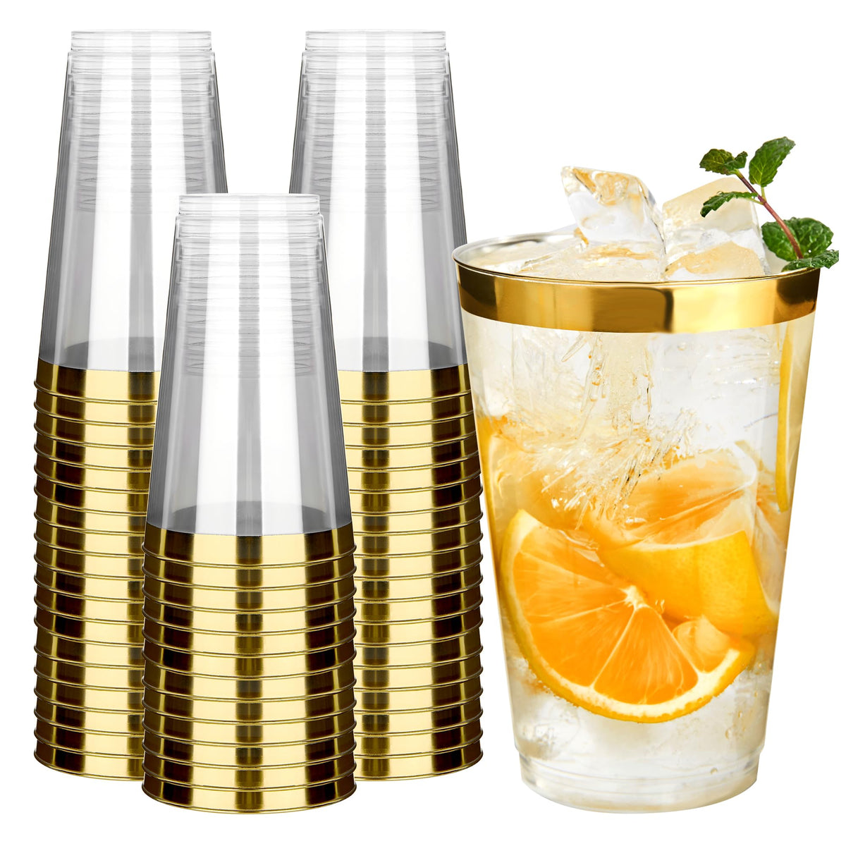 RACETOP 9 oz Clear Plastic Cups 100 packs, Perfect for Parties, Wedding