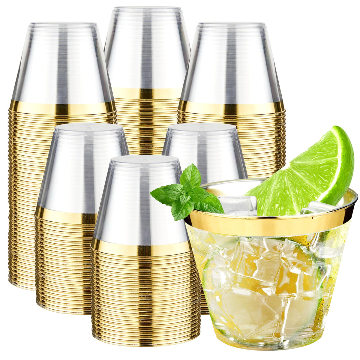 RACETOP 9 oz Clear Plastic Cups 100 packs, Perfect for Parties, Wedding