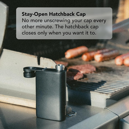 MiiR Aero Flask Classic Durable Stainless Steel Wide Mouth, 8oz Black - Features Ergonomic Design & Attached Hatchback Cap for Easy Refills on the Go