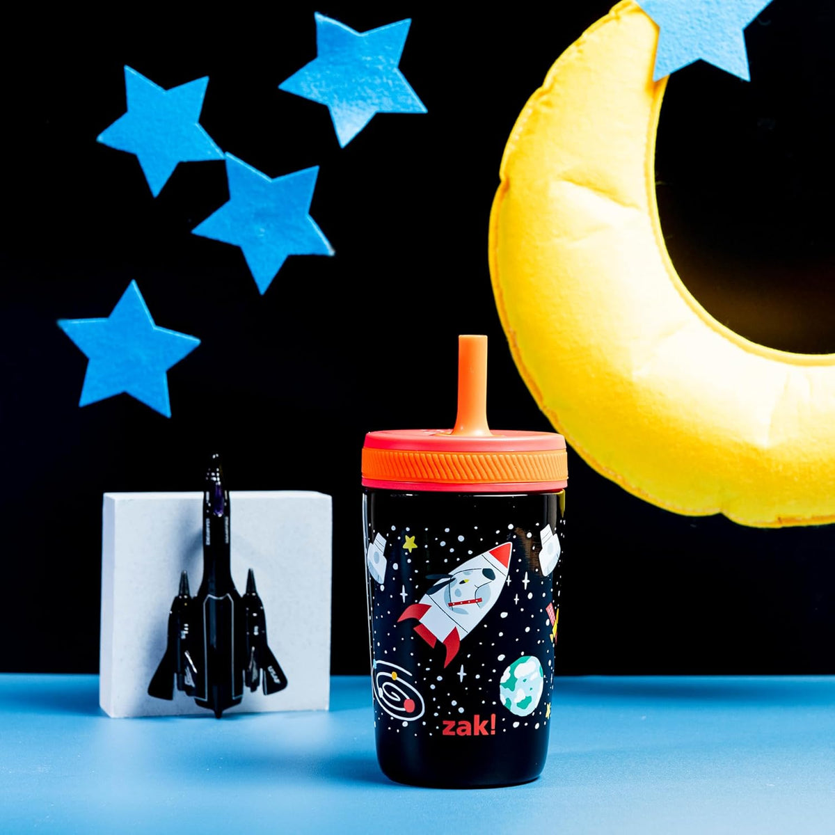 Zak Designs Spaceships Kelso 12oz Stainless Steel Leak-Proof Toddler Cup