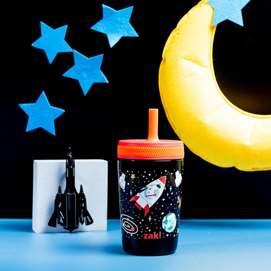 Zak Designs Spaceships Kelso 12oz Stainless Steel Leak-Proof Toddler Cup