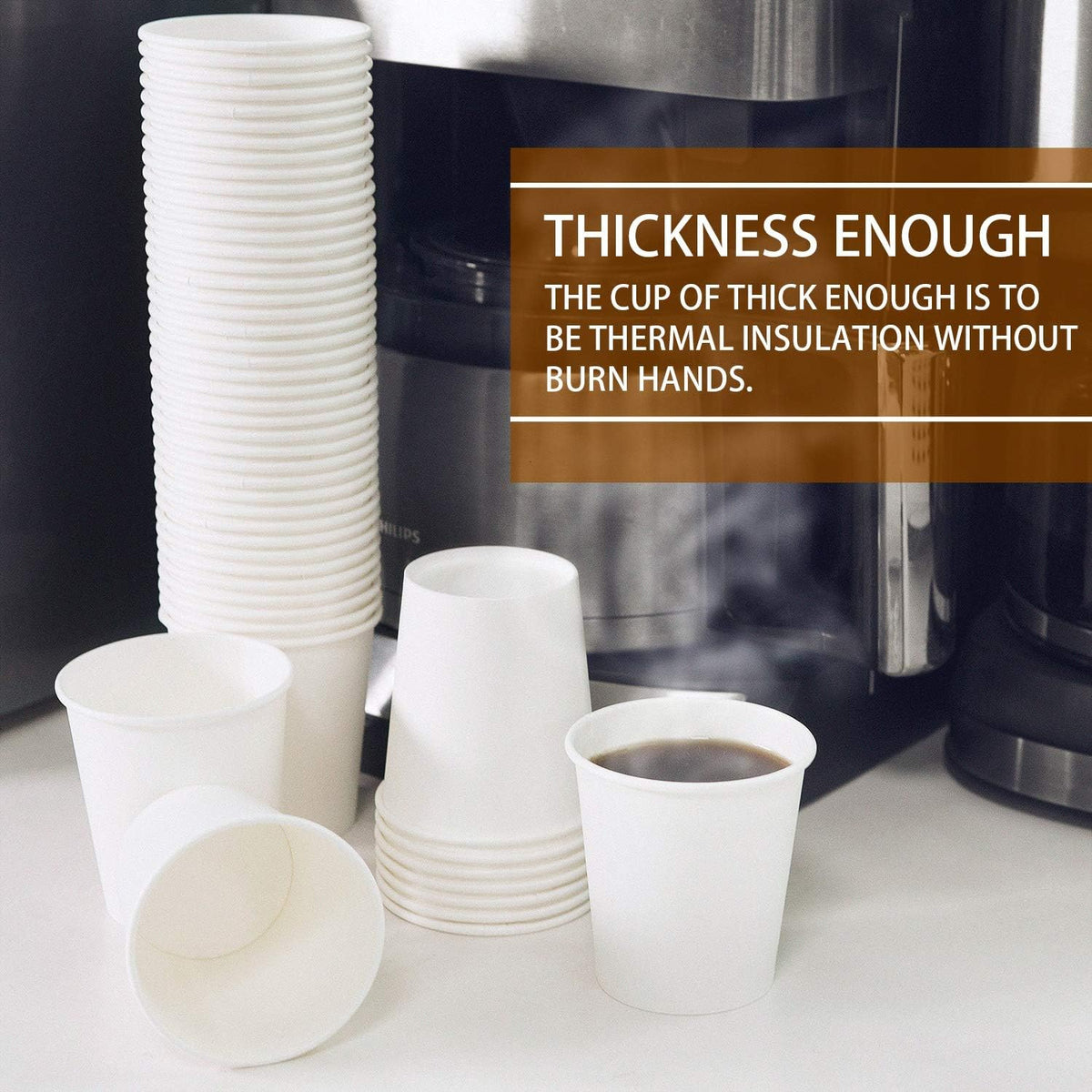 Vumdua 300 Pcs 6 oz Disposable Paper Cups, Hot Cold Beverage Drinking Cup for Coffee, Water, Tea, Juice, Espresso & Cortado (White)
