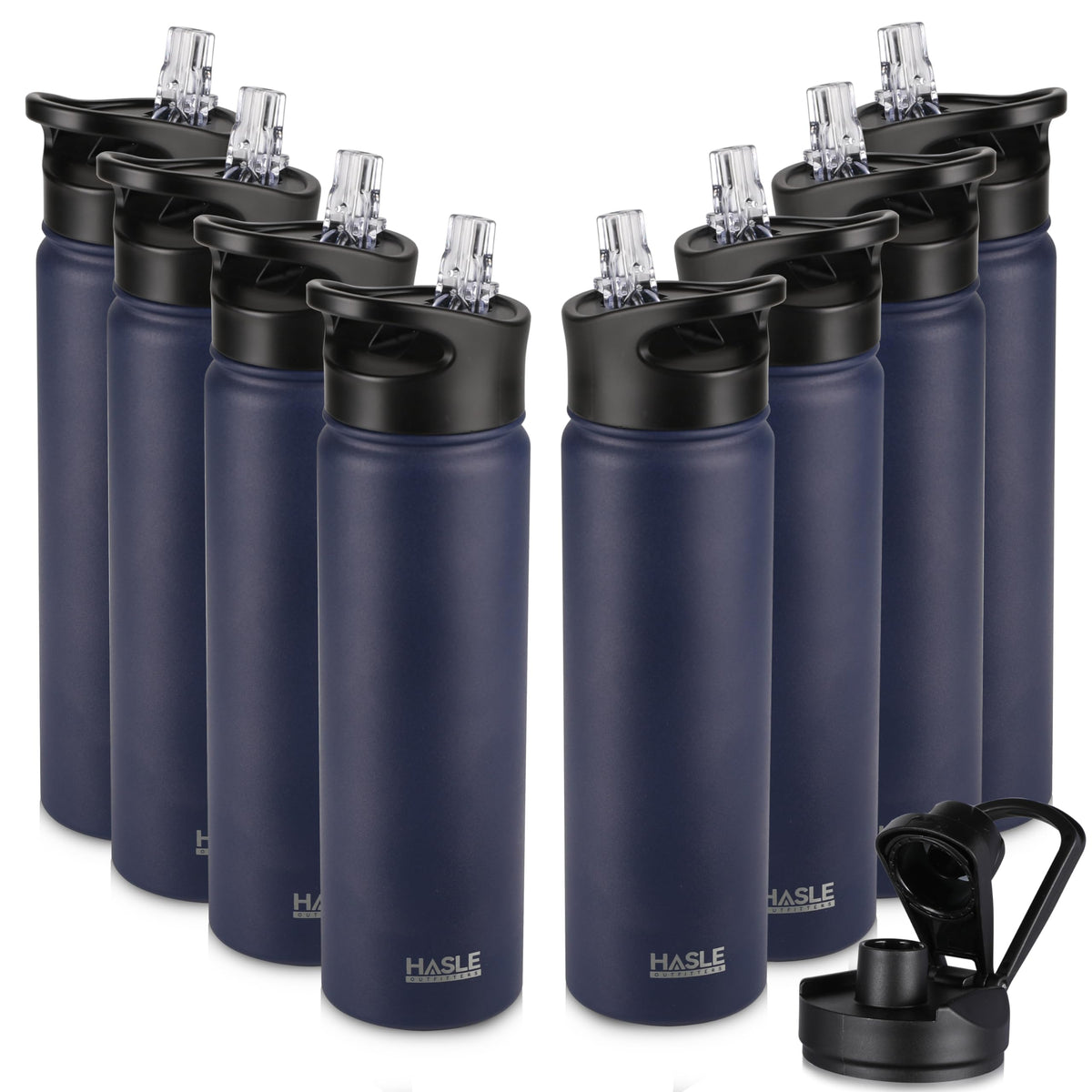 HASLE OUTFITTERS 32 oz Insulated Water Bottle Stainless Steel Double Walled Vacuum Sports Water Bottle with 2 Lids (Straw and Spout Lid) for Gym Camping Hiking(Black,1)