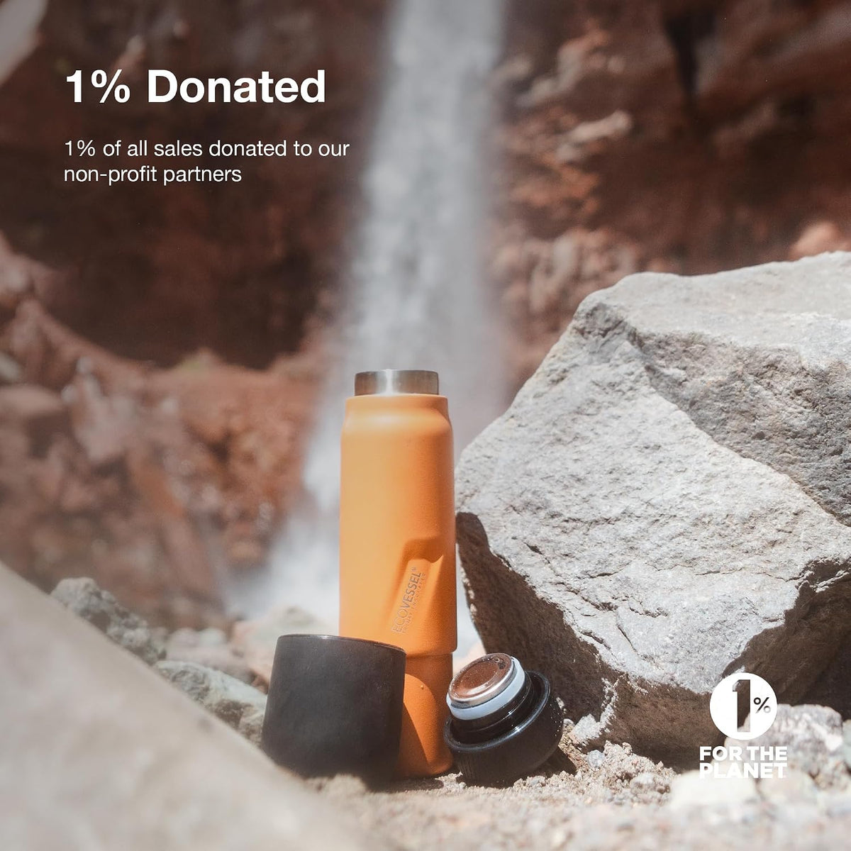 EcoVessel Flask with Removable Shot Cup 8 oz Insulated Orange