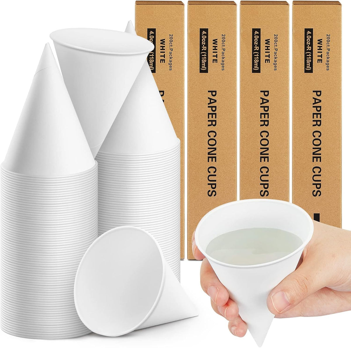 Roshtia Paper Cone Water Cups for Water Cooler Dispenser, 4 oz
