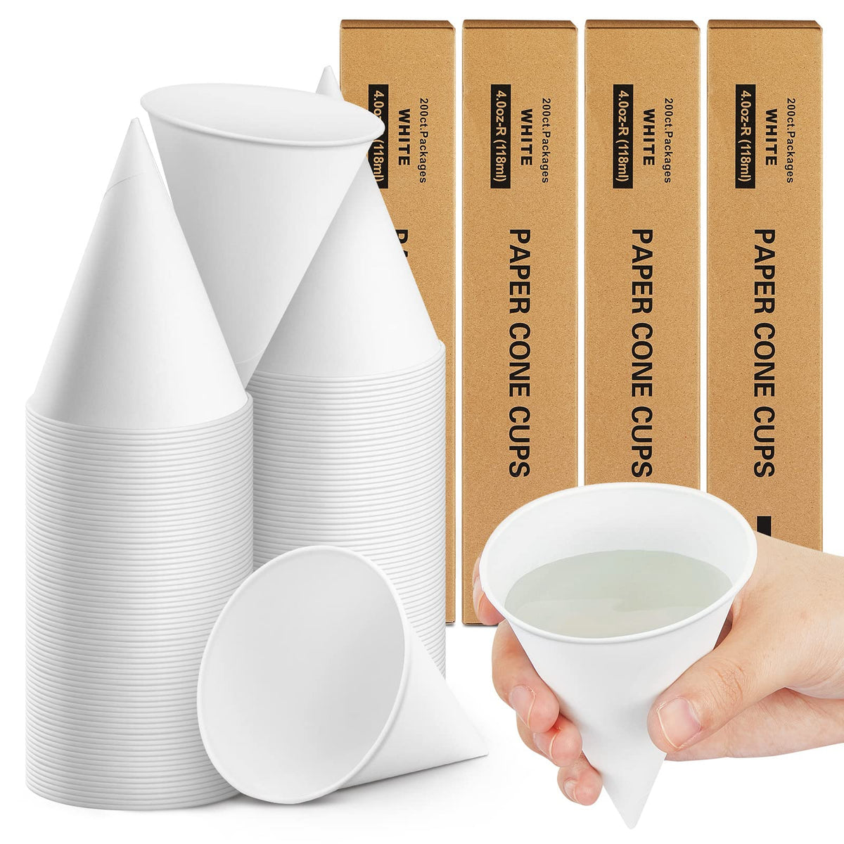 Roshtia Paper Cone Water Cups for Water Cooler Dispenser, 4 oz