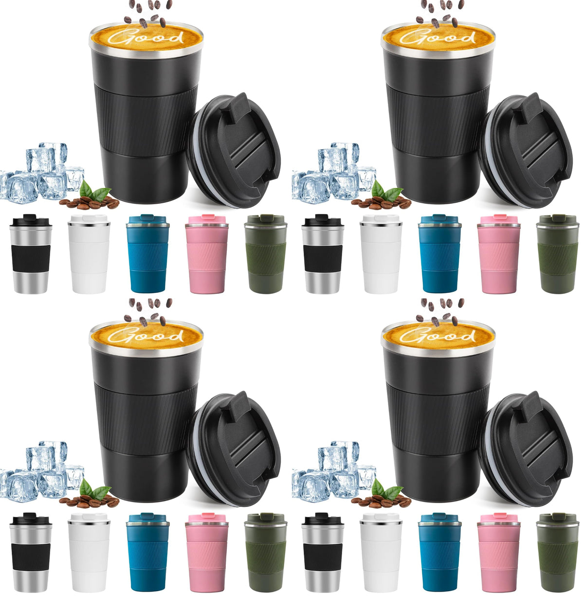 Insulated Travel Coffee Mug, Stainless Steel Coffee Cup with Leakproof Lid