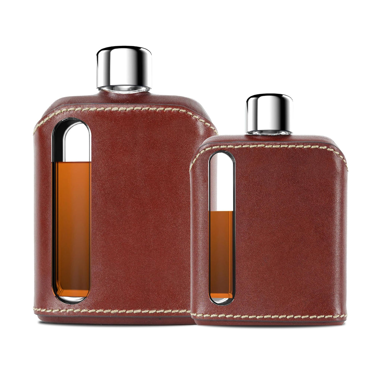 Ragproper Glass Hip Flask for Men – Modern Whiskey & Liquor Pocket Flask with Cork & Silicone Lid Liners, Durable Silicone Covered, Firm Grip – Single Shot 3.4oz (100ml) Black