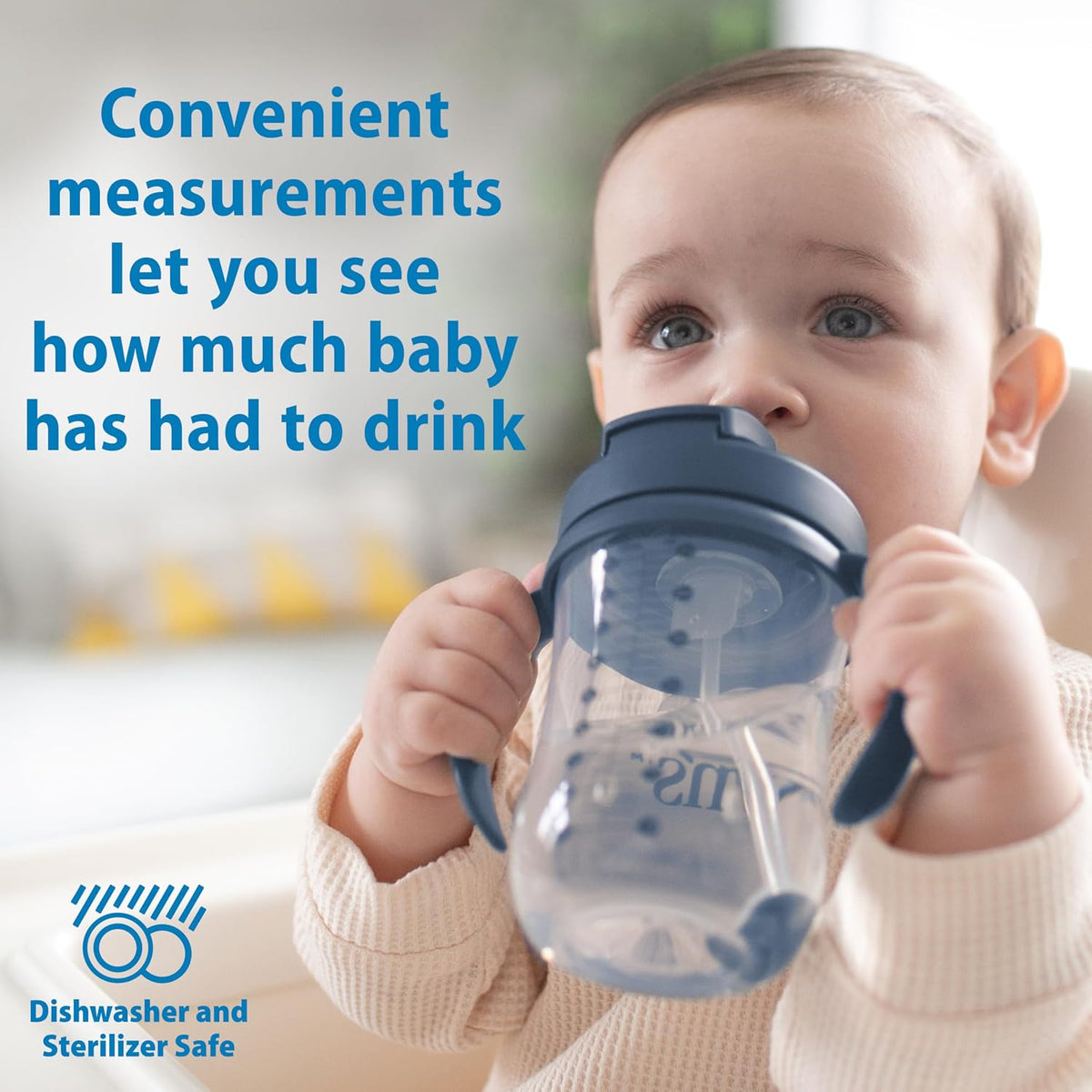 Dr. Brown's Milestones Baby's First Straw Cup, Blue & Yellow, 2-Pack
