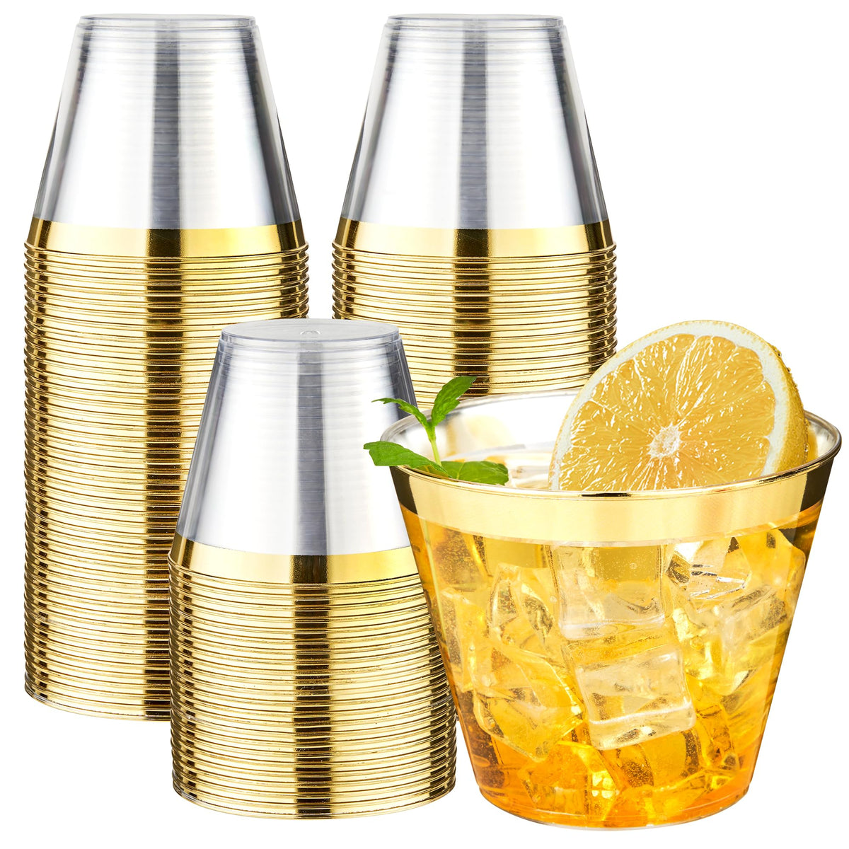 RACETOP 9 oz Clear Plastic Cups 100 packs, Perfect for Parties, Wedding