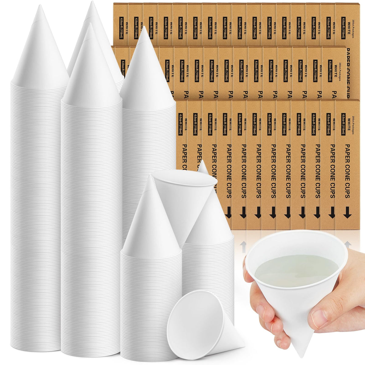 Roshtia Paper Cone Water Cups for Water Cooler Dispenser, 4 oz