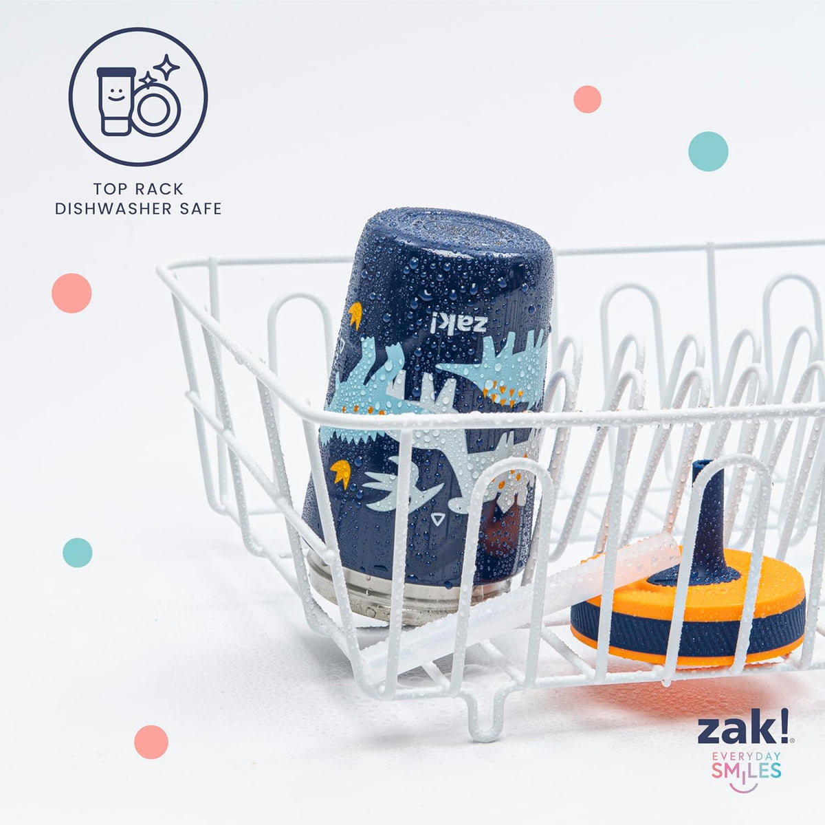 Zak Designs Spaceships Kelso 12oz Stainless Steel Leak-Proof Toddler Cup