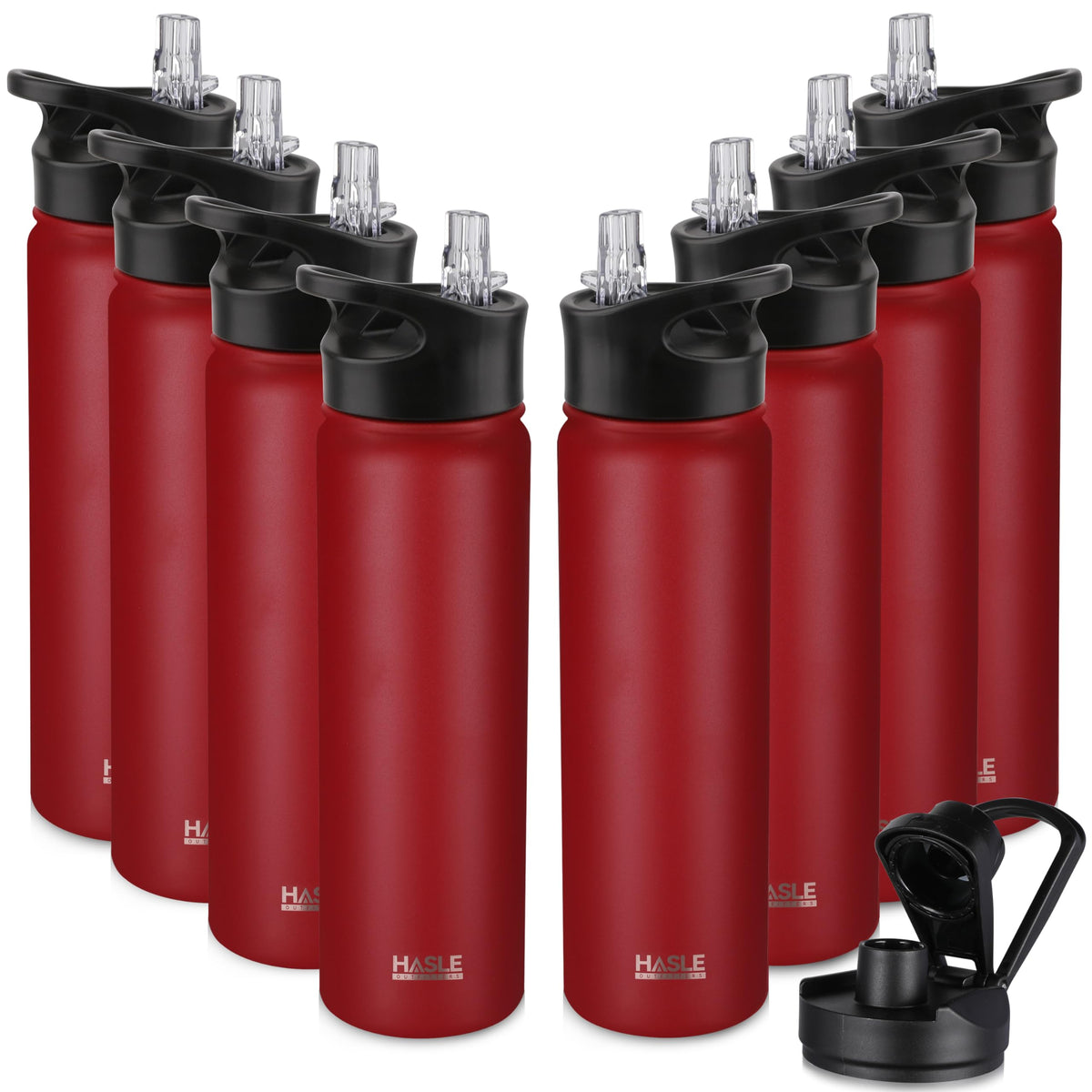 HASLE OUTFITTERS 32 oz Insulated Water Bottle Stainless Steel Double Walled Vacuum Sports Water Bottle with 2 Lids (Straw and Spout Lid) for Gym Camping Hiking(Black,1)