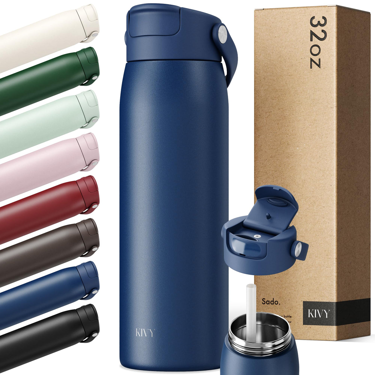KIVY Stainless Steel Water Bottle With Straw 24oz - 24h Cold | 12h Hot