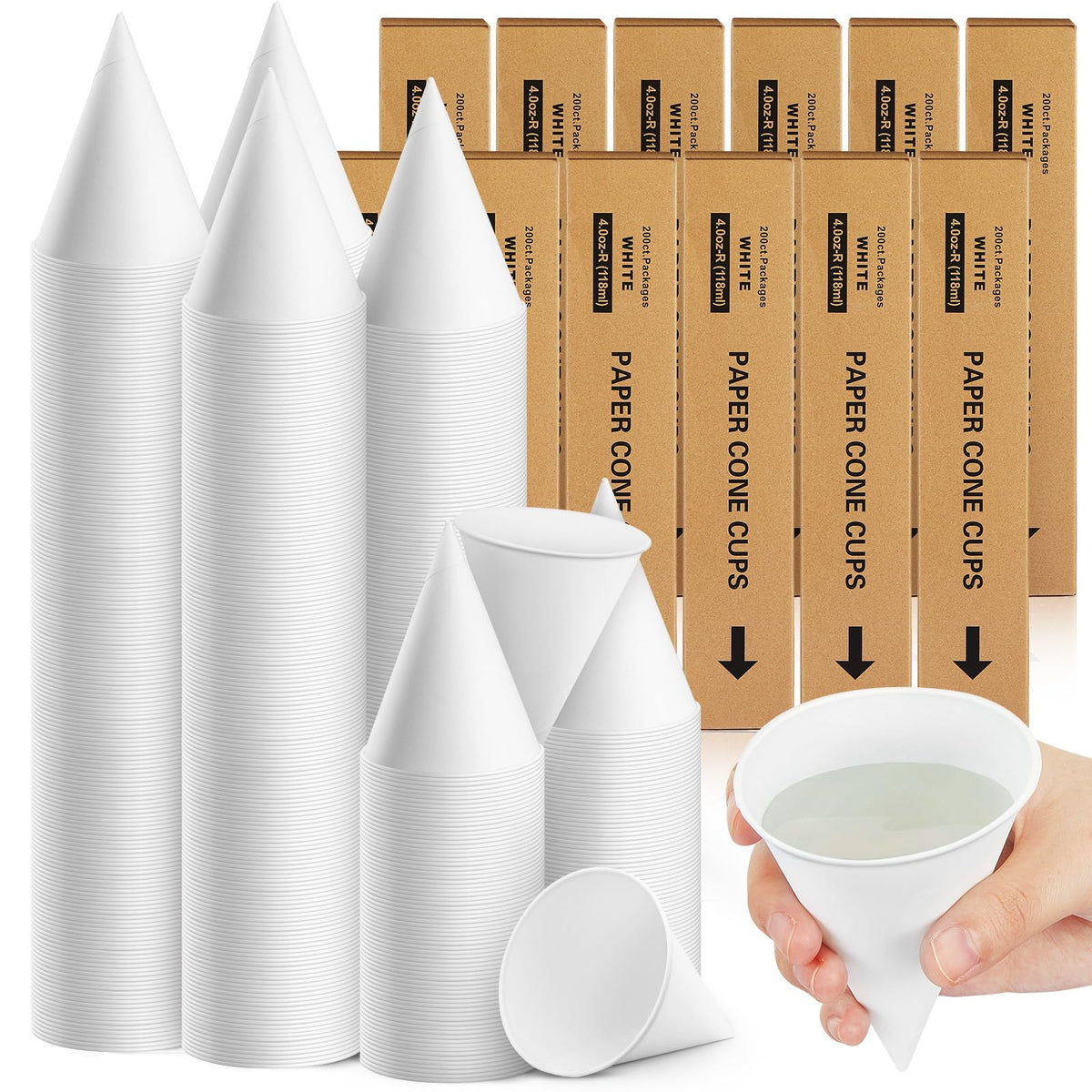 Roshtia Paper Cone Water Cups for Water Cooler Dispenser, 4 oz
