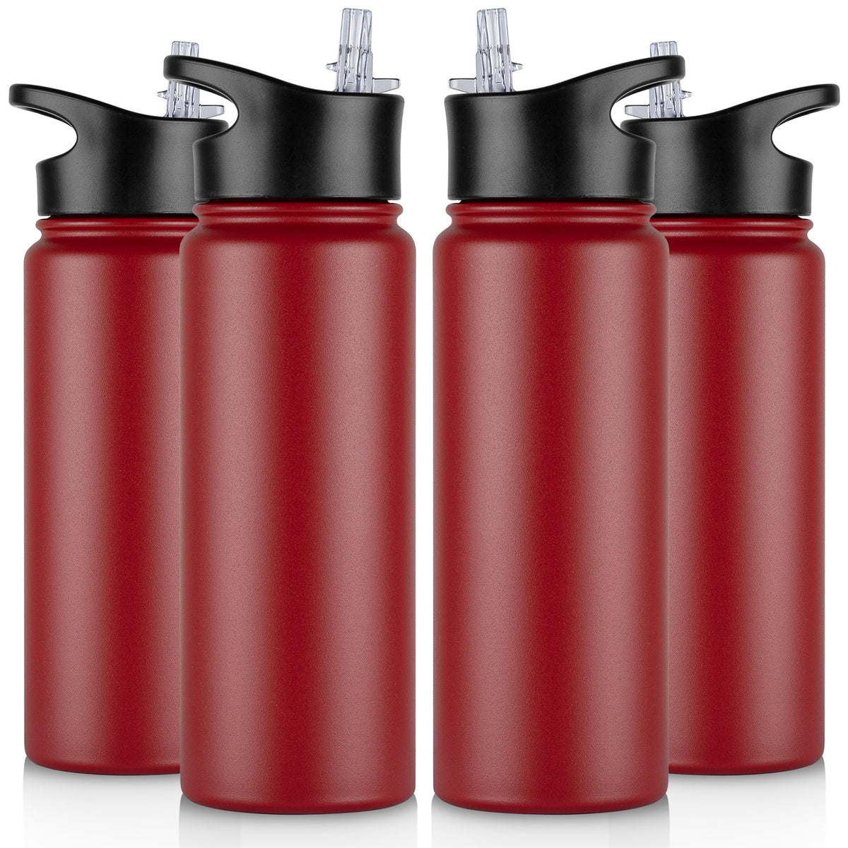 40 oz Insulated Water Bottle with Straw, Stainless Steel Sports Water Bottles with 2 Lids (Straw and Wide Mouth lid), Double Wall Vacuum, Leakproof, BPA-Free, Black