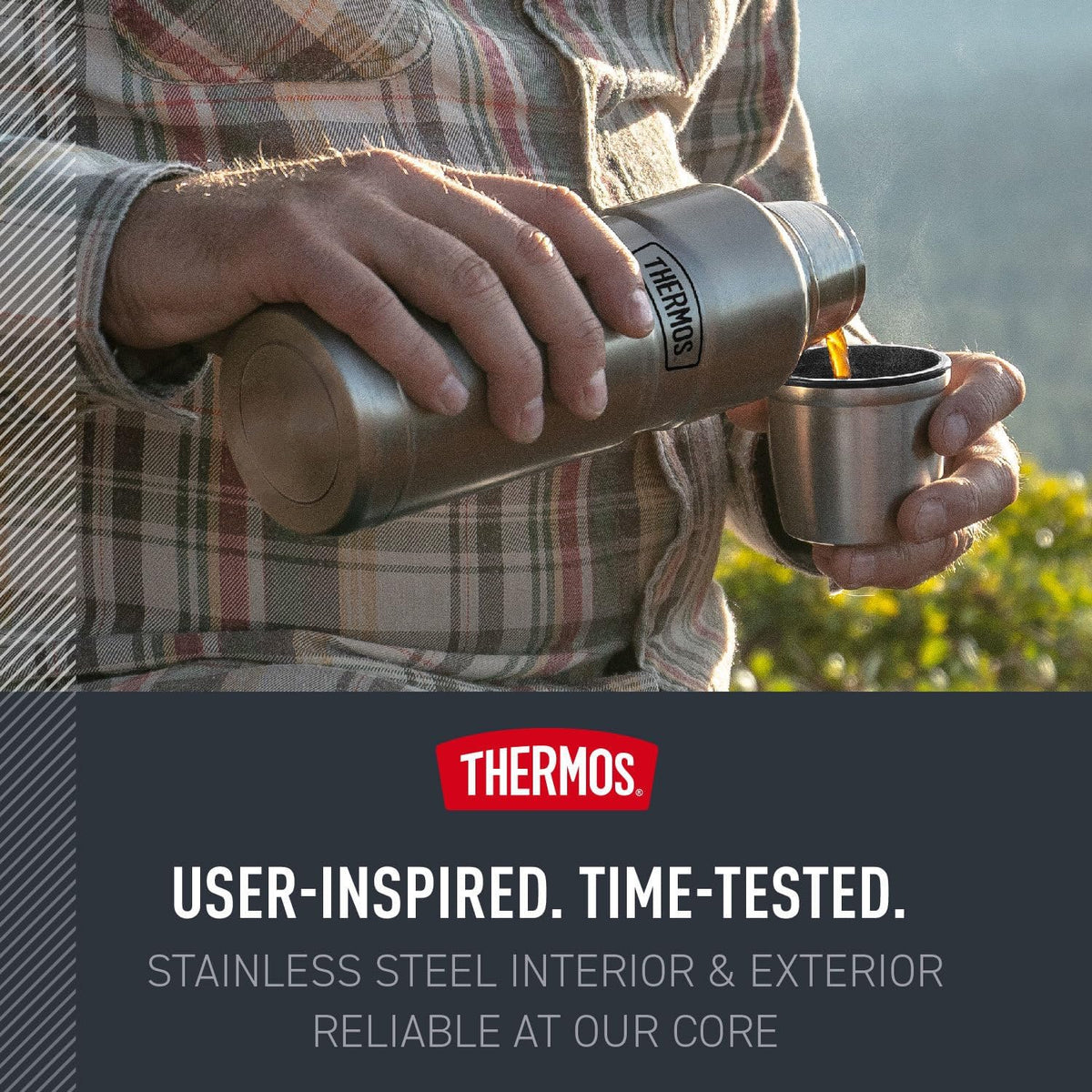 THERMOS Stainless King Vacuum-Insulated Compact Bottle, 16 Ounce, Matte Steel