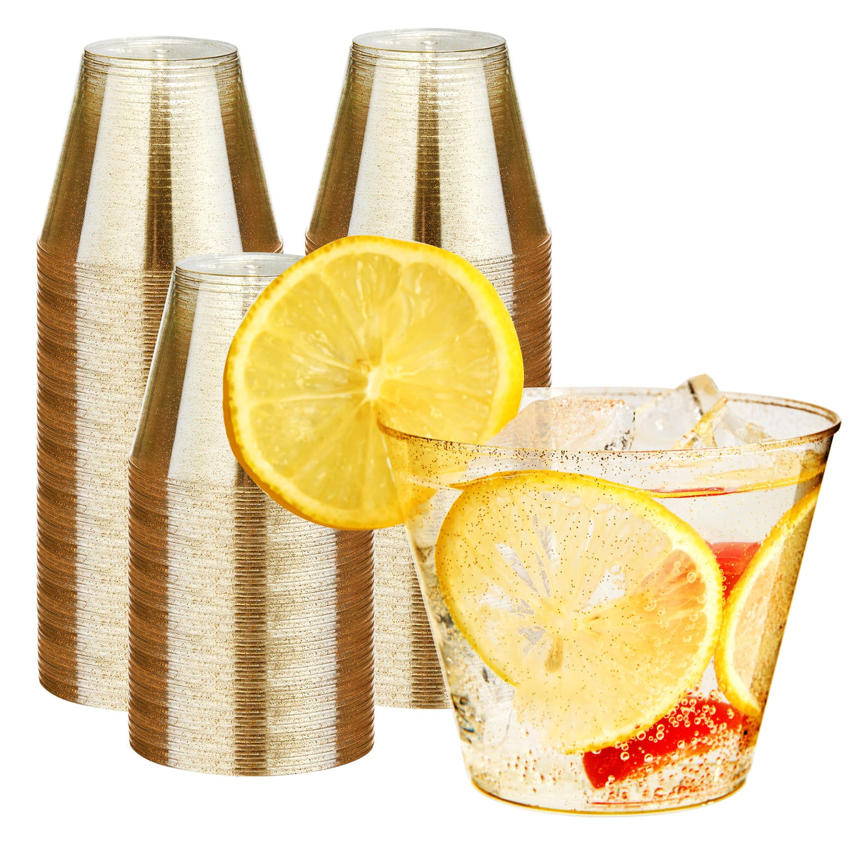 RACETOP 9 oz Clear Plastic Cups 100 packs, Perfect for Parties, Wedding