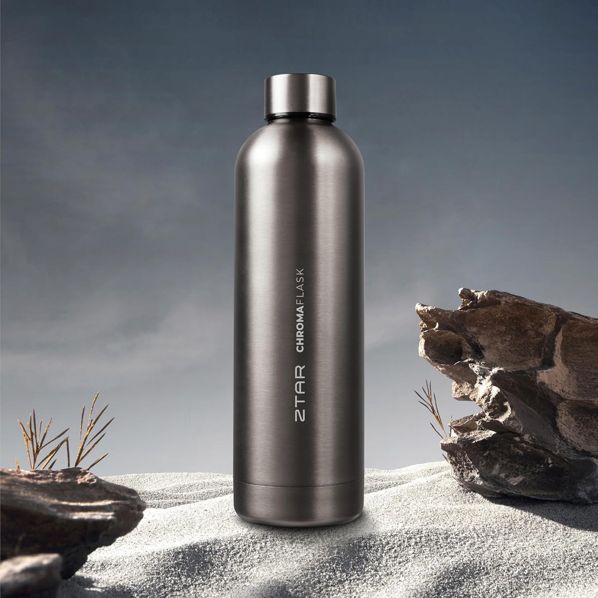 ZTAR Chroma Flask Insulated Stainless Steel Water Bottle – Leak-Proof, Keeps Drinks cool or warm, For Travel, Gym, and Office, Ideal Gift for Women, Men & Kids, 25oz (750ml) - Gray