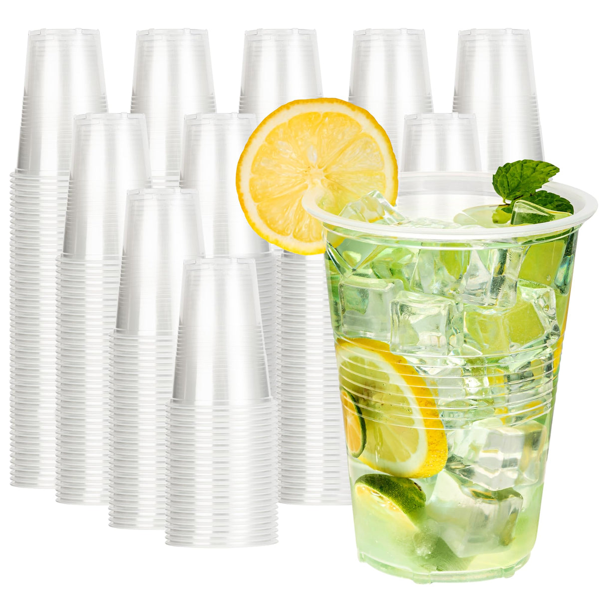 YEEHAW 9 oz Plastic Cups, 500 Pack - Clear Disposable Drinking Water Cups for Cold Beverages, Clear Plastic Cups for Drinking, Ideal for Party