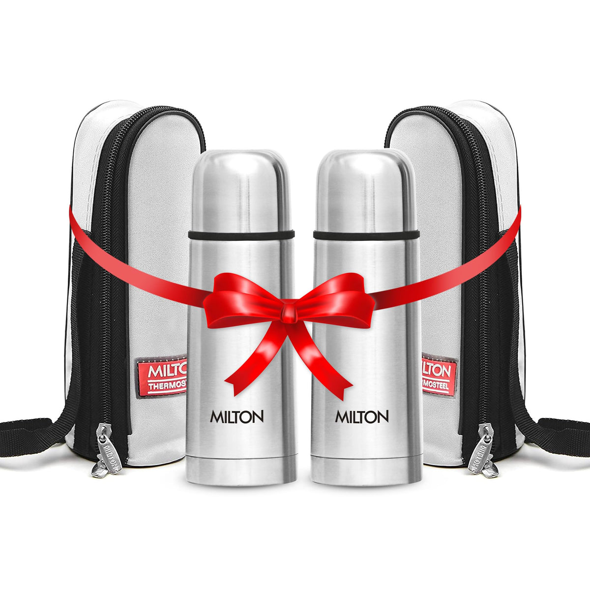 Milton Flask 34 oz Insulated Water Bottle with Cover, Flip Lid, Thermosteel