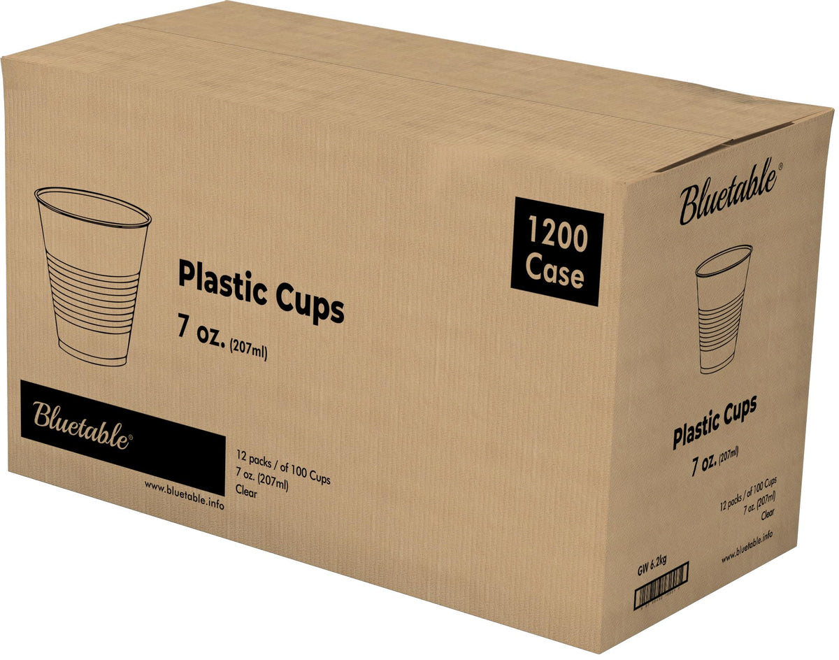 Plastic Cups Bulk Disposable Clear Cup 7 oz - (1200 Count) BPA-Free - Good For Cold Drinks, Party Cup, Water Cooler Dispenser, Transparent Cups for Water, Juice, Ice Tea, Soda [1200 Pack/Case]