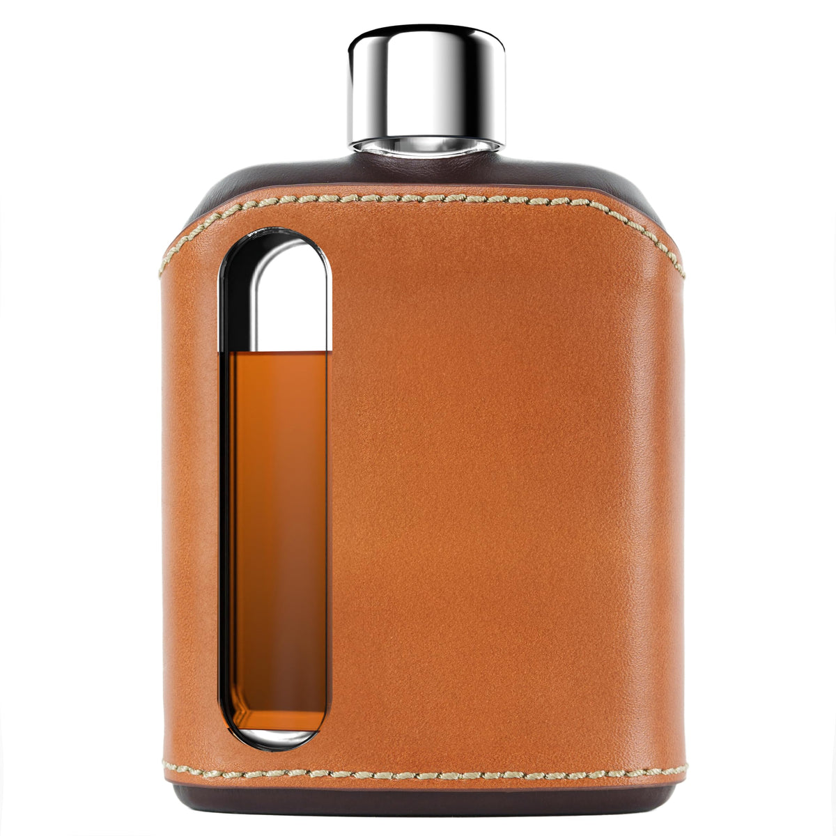 Ragproper Glass Hip Flask for Men – Modern Whiskey & Liquor Pocket Flask with Cork & Silicone Lid Liners, Durable Silicone Covered, Firm Grip – Single Shot 3.4oz (100ml) Black