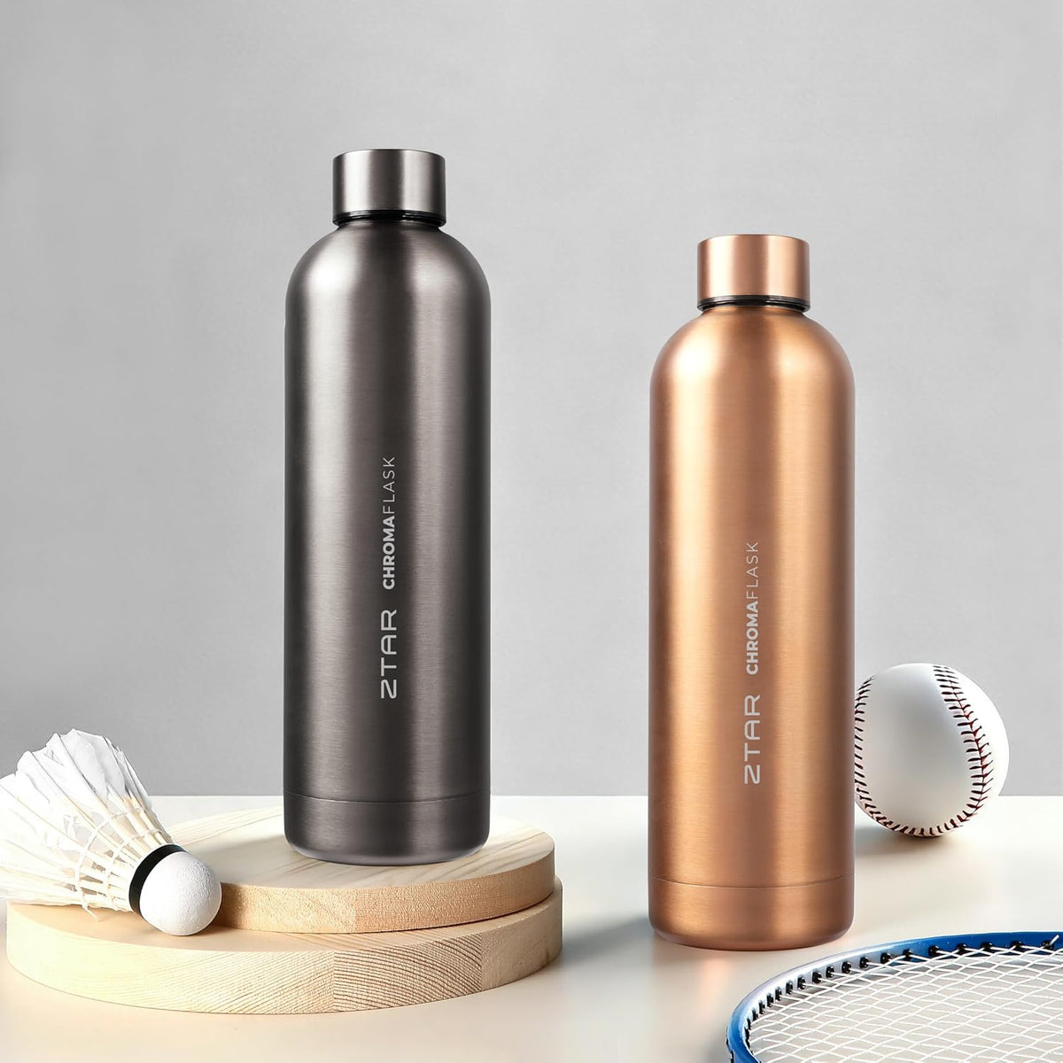 ZTAR Chroma Flask Insulated Stainless Steel Water Bottle – Leak-Proof, Keeps Drinks cool or warm, For Travel, Gym, and Office, Ideal Gift for Women, Men & Kids, 25oz (750ml) - Gray