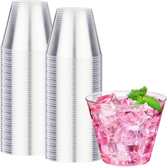 RACETOP 9 oz Clear Plastic Cups 100 packs, Perfect for Parties, Wedding