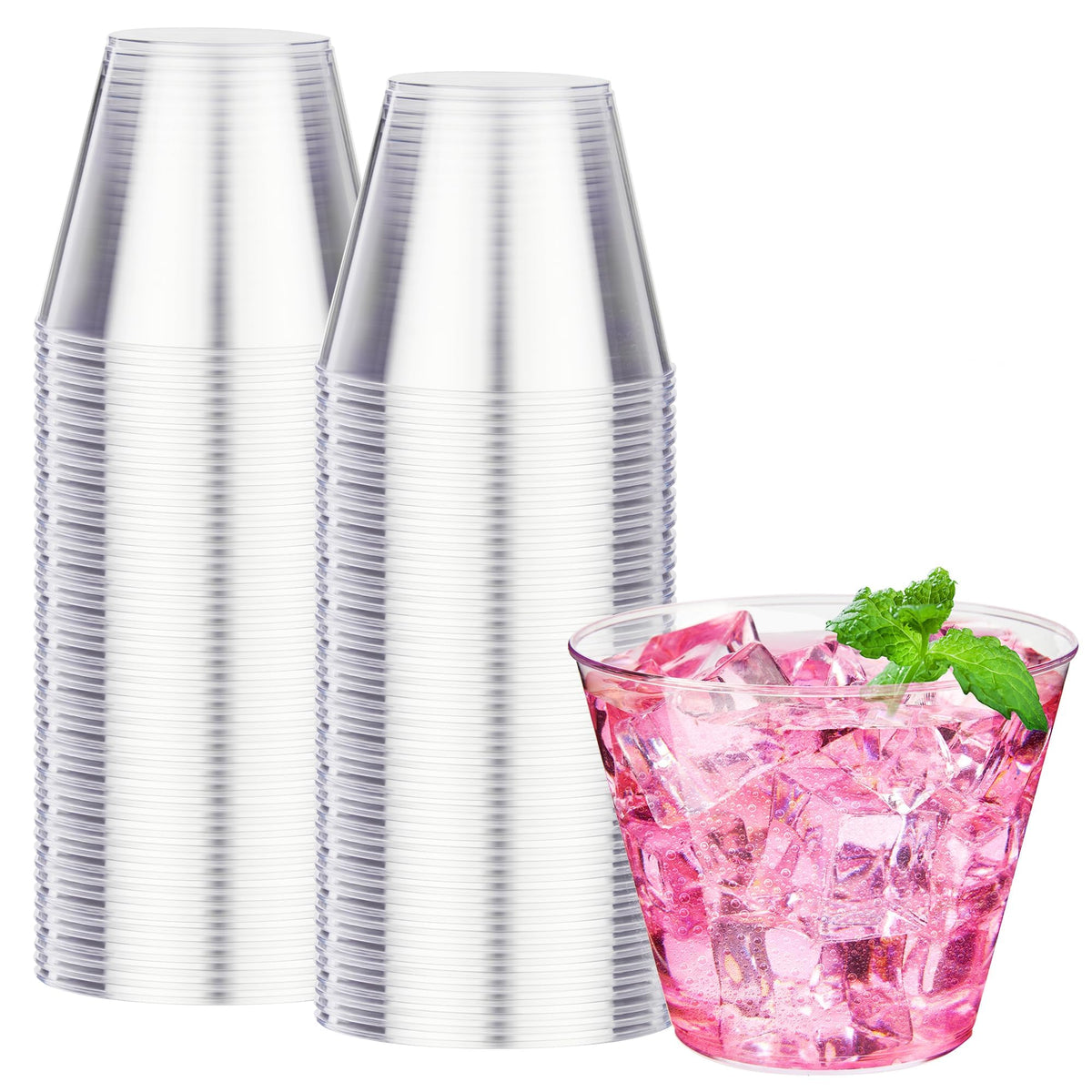 RACETOP 9 oz Clear Plastic Cups 100 packs, Perfect for Parties, Wedding