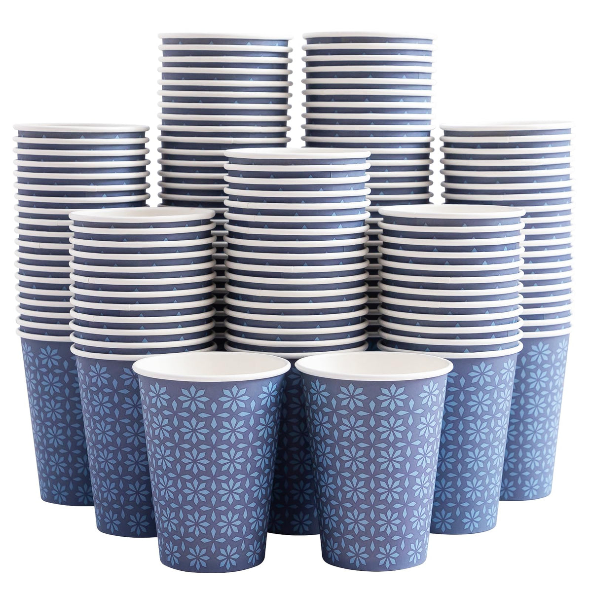 Clawsoff 300 Pack Paper Cups 8 oz Bulk Disposable Coffee Cups Navy Floral