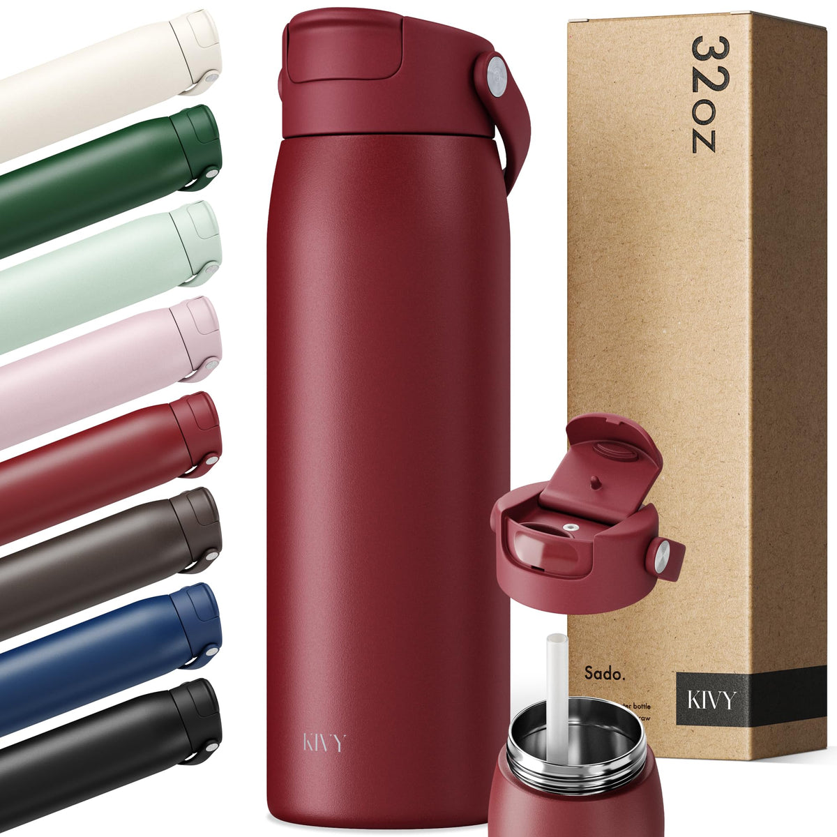 KIVY Stainless Steel Water Bottle With Straw 24oz - 24h Cold | 12h Hot