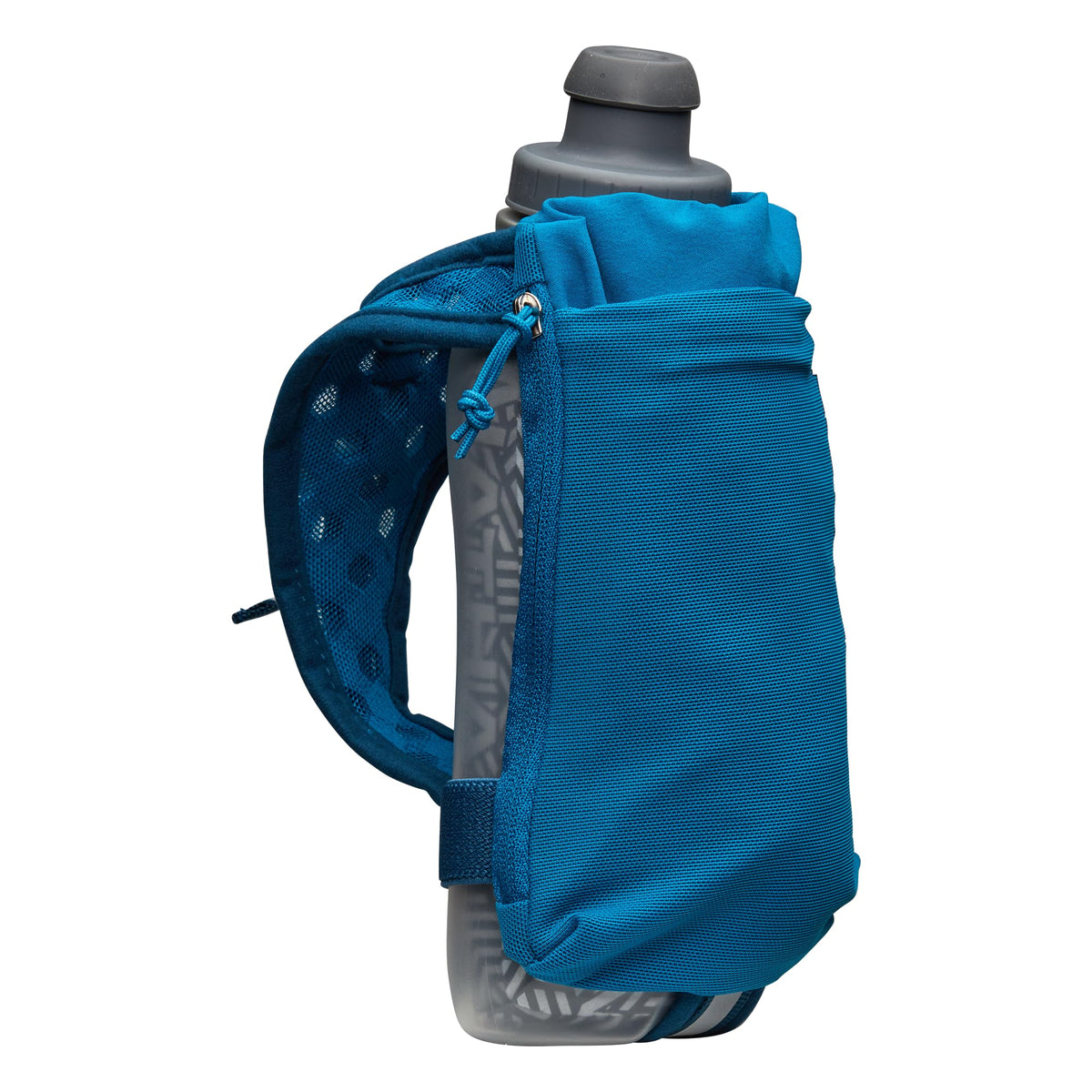 Nathan SpeedDraw 2 Insulated Handheld Running Water Bottle Flask – Double-Wall Insulation, Ergonomic Grip, Blast Valve Cap, Phone & Key Storage Pockets, Reflective Design - 18oz, Deep Blue