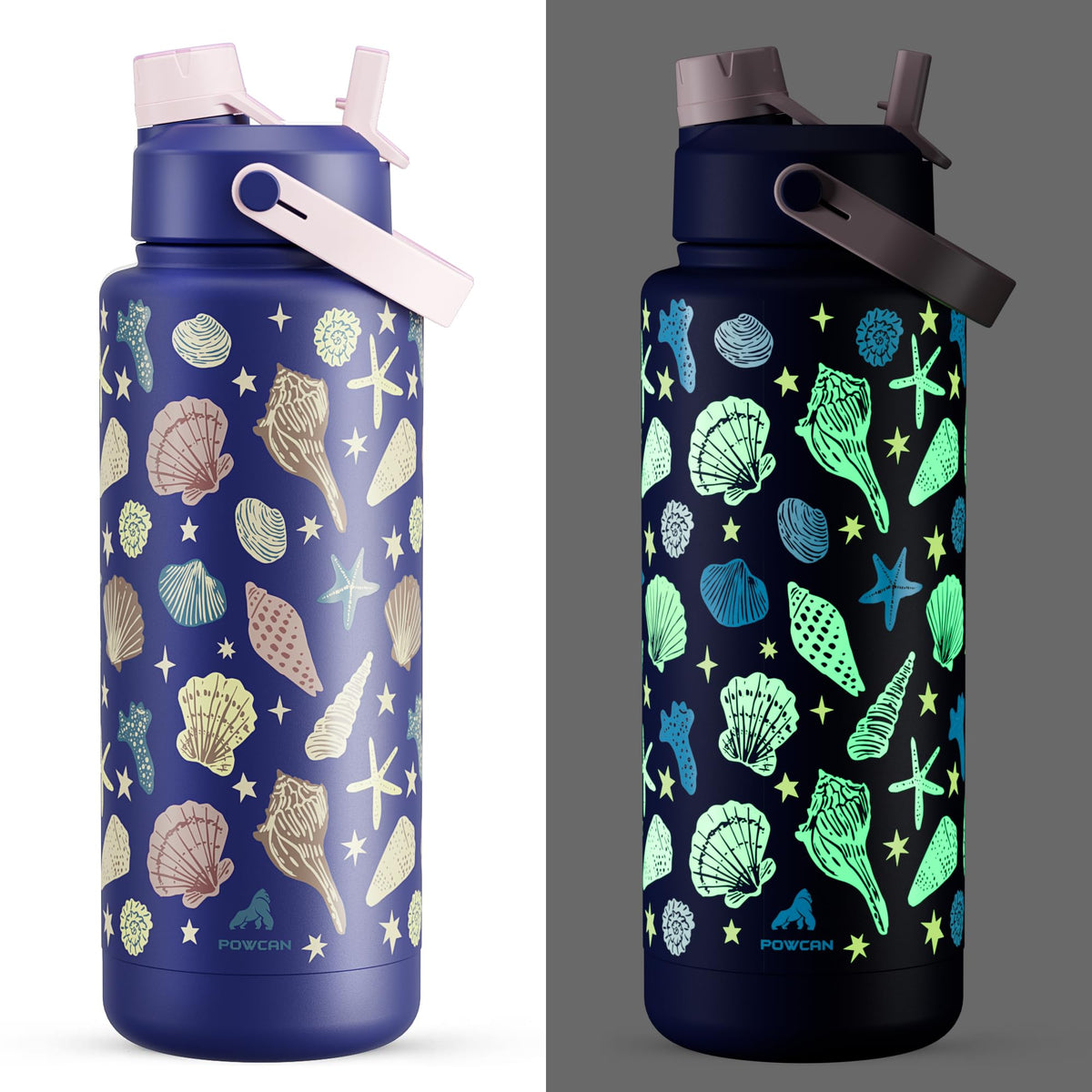 POWCAN 26 oz Insulated Water Bottle with 2-in-1 Straw and Spout Lid, Keep Cold 24H, Leak-Proof, Fits in Car Cup Holder, Stainless Steel Water Bottle for Sports, Travel, and School (Cotton Candy)