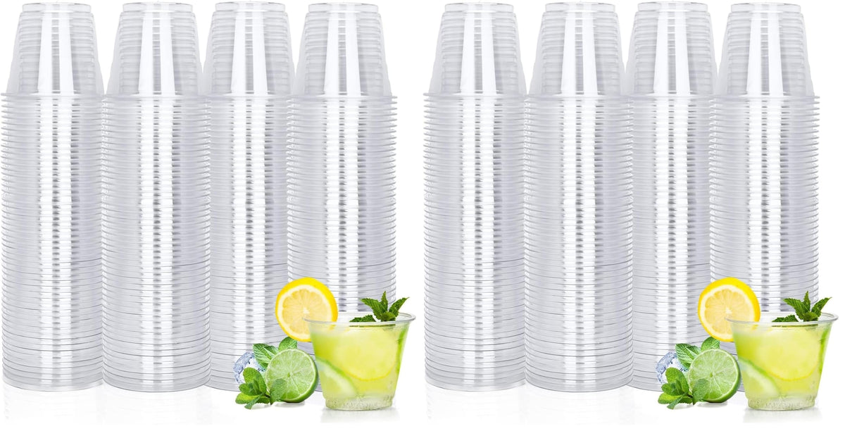 TashiBox 100 Count - 16 Ounce Plastic Cups, Ice Coffee Cups To Go - Crystal Clear PET Party Cups