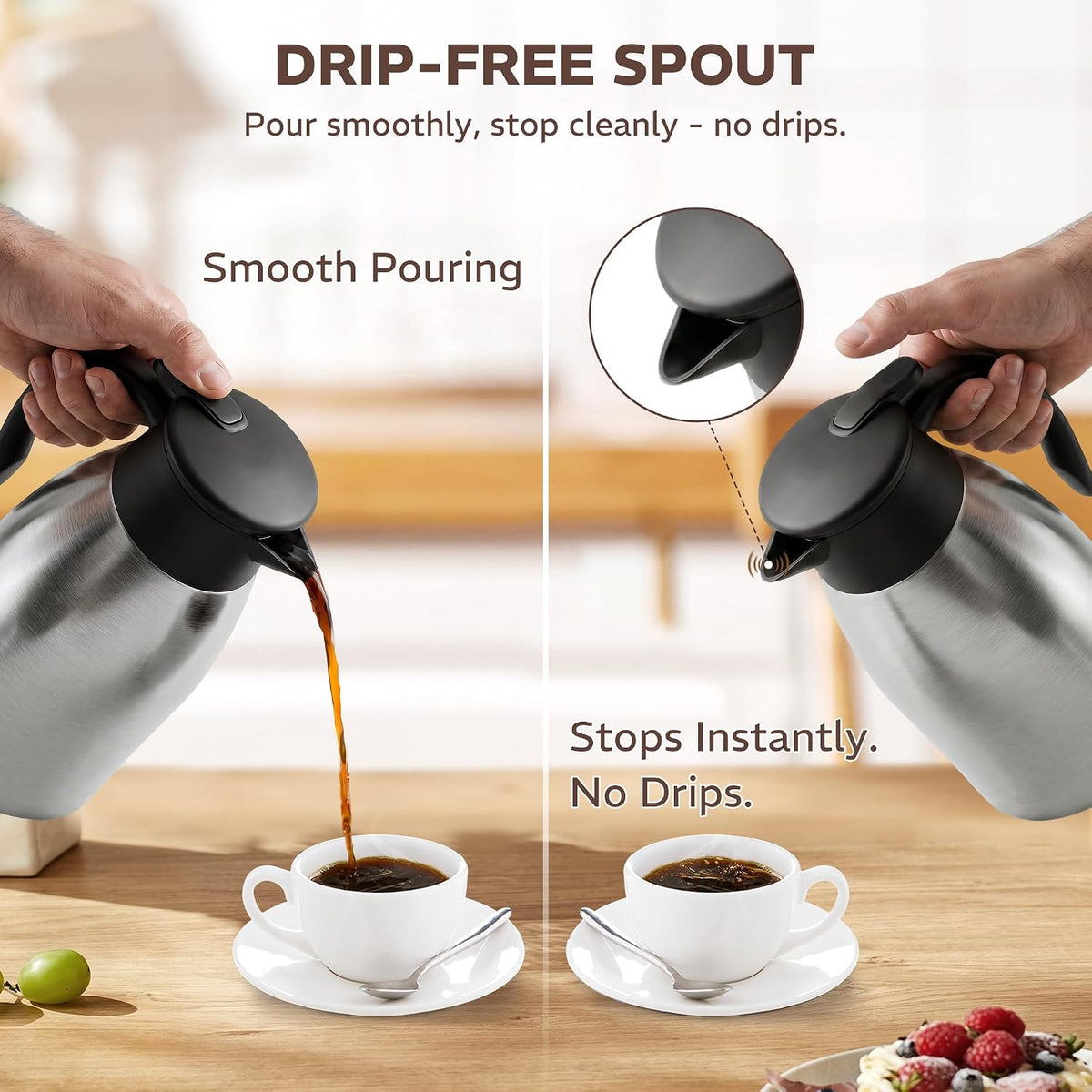 Thermal Coffee Carafe for Keeping Hot – 68OZ Insulated Camping Coffee Pot