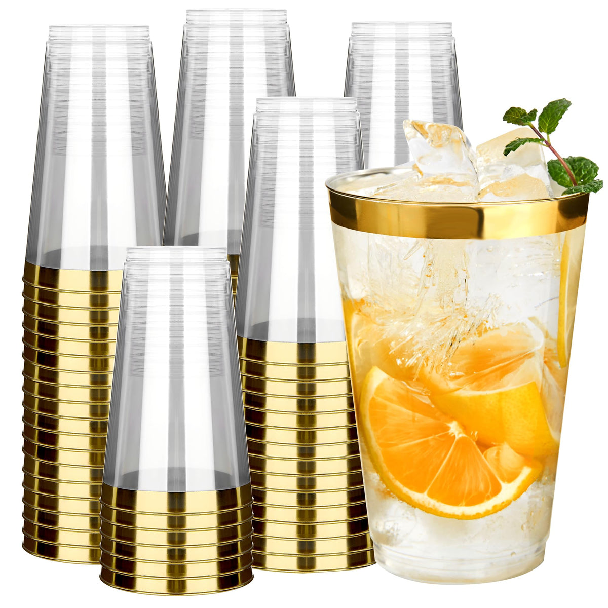 RACETOP 9 oz Clear Plastic Cups 100 packs, Perfect for Parties, Wedding