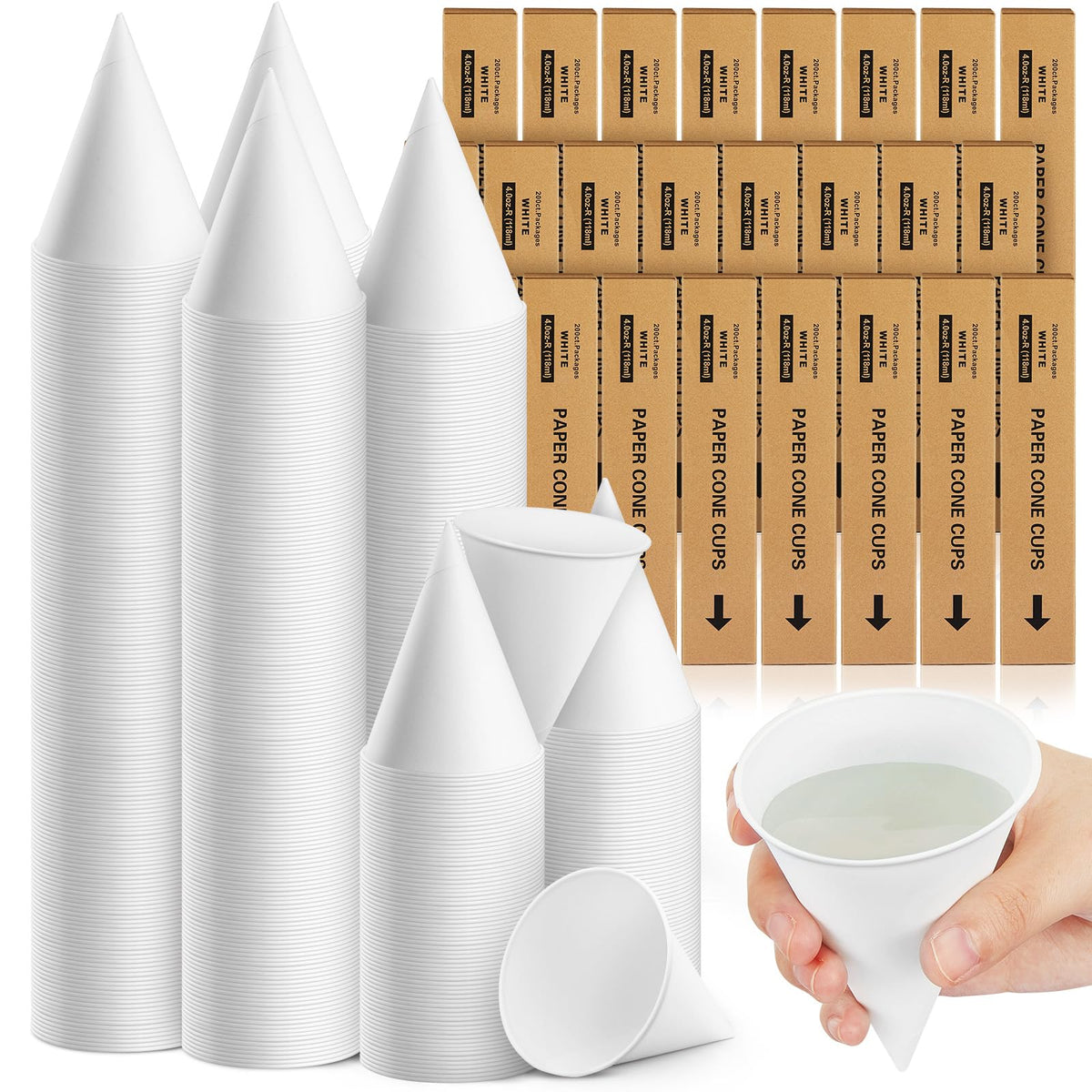 Roshtia Paper Cone Water Cups for Water Cooler Dispenser, 4 oz