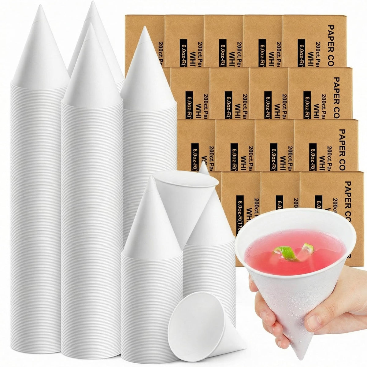 Roshtia Paper Cone Water Cups for Water Cooler Dispenser, 4 oz