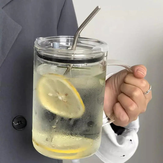 1000ml Large Capacity Glass Water Cup with Straw, Brush & Lid, 1-Count Drinking Tumbler for Home, Outdoor & Travel, Clear Drinkware