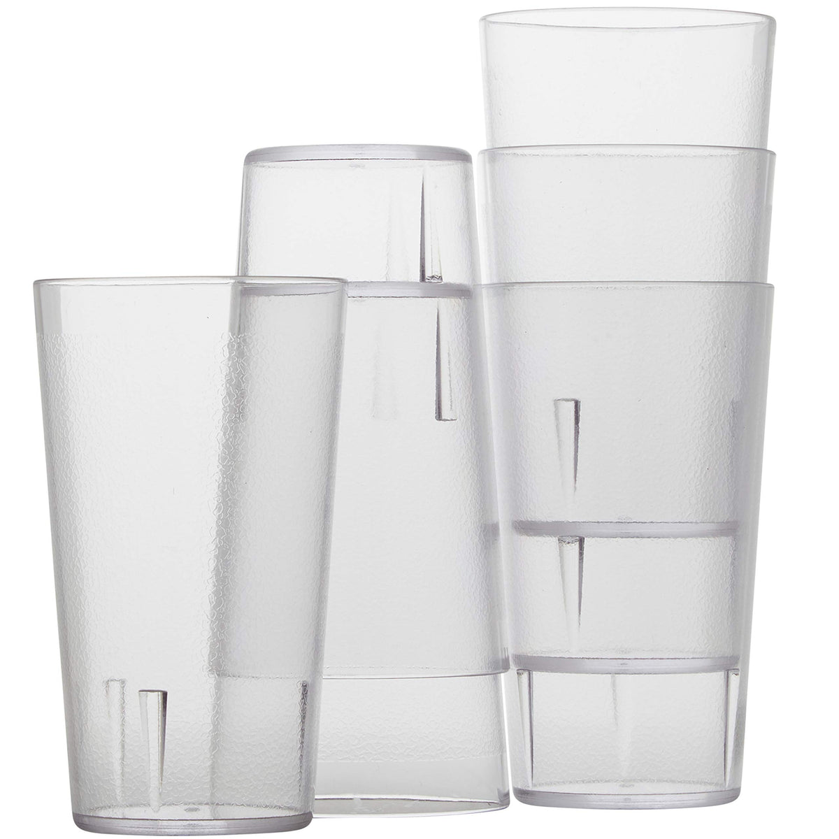 Restaurant Grade, BPA-Free 12oz Clear Plastic Cups 12pk. Super Durable, Break Resistant Drinking Glasses for Cafe, Party, Catering. Reusable, Stackable Tumblers with Textured Grip Design